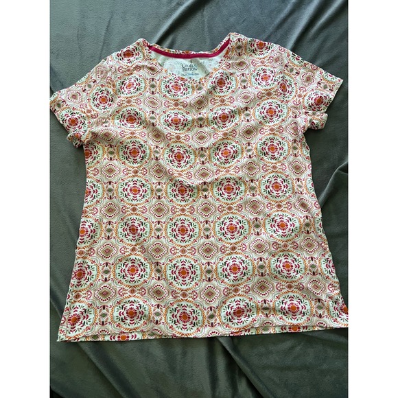 croft & barrow Tops - Croft & Barrow Classic Tee Womens Medium Pink Orange Medallion Print Cotton Top